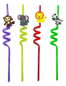 Kit 4 Canudo Espiral Bichinhos Sortidos Festa Infantil para Criança