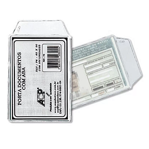 Porta Documento Transparente de PVC c/ Aba 6,5x9cm para CNH e documentos pequenos