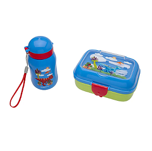 Kit Lanche Dino Garrafa Plástica 500Ml + Marmita 700Ml - Leo&Leo