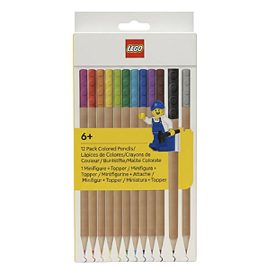 Lápis de Cor 12 Cores com Bloco de Encaixe e Mini Figura Lego - Jandaia