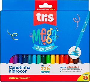 Canetinha Hidrocor Mega Hidro Color C/ 36 Cores Tris Colorido
