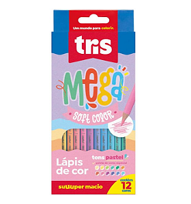 Lápis de Cor 12 Cores Mega Softcolor Tons Pasteis - Tris