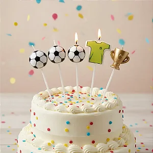 Velas Futebol Bola Camisa Taça Bolo Festa Aniversário 5 Unid