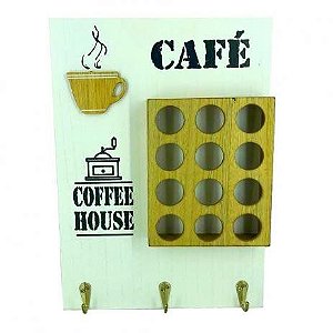 Porta Capsulas De Café Nespresso De Madeira Com Porta Chave