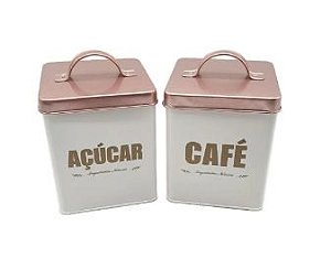 Porta Café e Açúcar Metal Galvanizado