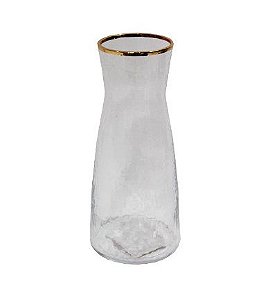 Jarra/Vaso de Vidro Martelado Borda Dourada 1l