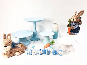 Cenário páscoa azul poá - 11 peças