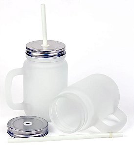 Caneca de Vidro Mason Jar Jateada 325ML para Sublimação
