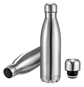 Garrafa Térmica para Sublimação em Aço Inox Prata com Parede Dupla - 500ml