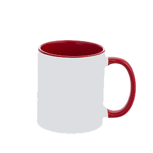 Caneca com Alça e Interior Vermelho de Cerâmica para Sublimação 325ml