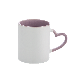 Caneca Alça Coração e Interior Lilás de Cerâmica para Sublimação 325ml