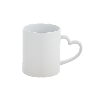 Caneca Alça Coração e Interior Branca de Cerâmica para Sublimação 325ml