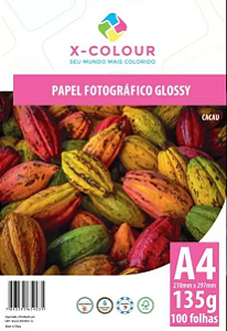 Papel Fotográfico Glossy 135gr A4 com 100 Folhas