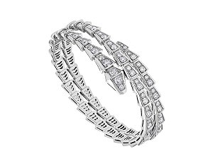 Pulseira Serpenti Viper em ouro rosa 18K semicravejada com pavê de diamantes