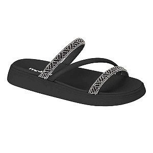 Chinelo Moleca Flat 2 tiras cristal e 1 lisa