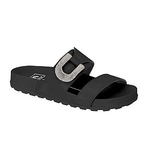 Chinelo Moleca Falt 2Tiras Largas Fivela Cristal