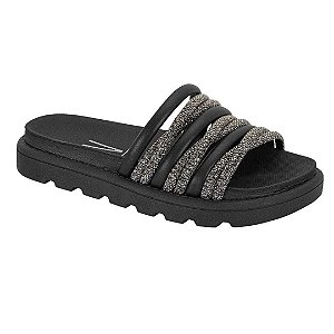 Chinelo Vizzano Flat Asa em Tiras com Cristal