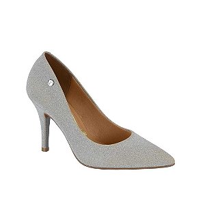 Sapato Vizzano Bico Fino Salto 9 Tela Shine Paris
