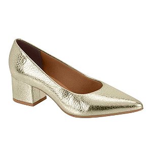 Sapato Vizzano Bico Fino Salto Bloco Baixo Metal Floater Dubai