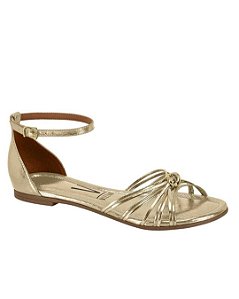 Sandália Vizzano Rasteira Traseira Fechada Tiras e Nós Metalizado