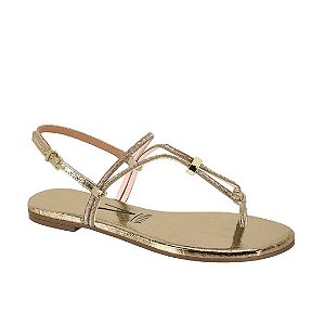 Sandália Vizzano Rasteira Dedo Tira Cristal Metalizada