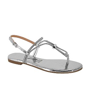 Sandália Vizzano Rasteira Dedo Tira Cristal Metalizada