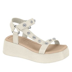 Sandália Beira Rio Plataforma Tiras com Pedraria