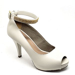 Peep Toe Hellen Suzan Meia Pata Tornz Strazz Napa Off White