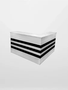 Balcão L Branco Canelado Preto - Atend. em Pé