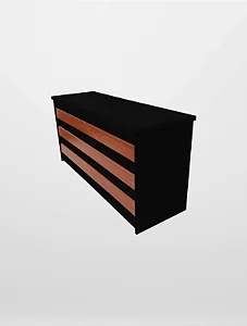 Mesa Reta Preta Canelada Amadeirada
