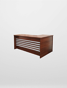 Mesa L Recuada Amadeirado Escuro Ripado Branco