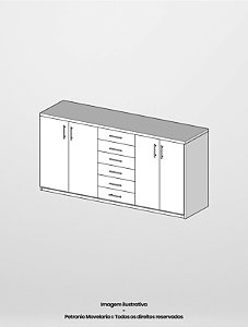 BUFFET 2 PORTAS DE ABRIR + 1 FILEIRA DE GAVETAS (6 GAVETAS) + 2 PORTAS DE ABRIR