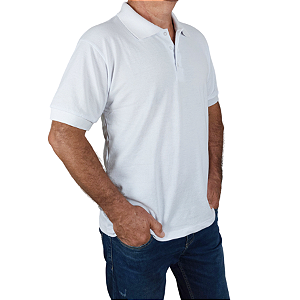 Polo masculina piquet branca