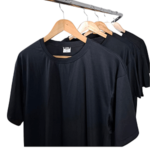 Camiseta Malha Fria PV Preta Kit 5 Peças