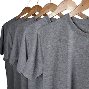 Camiseta Malha Fria PV Cinza Mescla Kit 5 peças