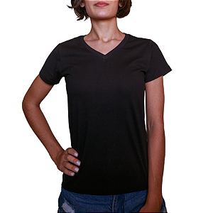 Camiseta Feminina Malha Fria Preta kit 5 peças