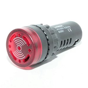 SINALIZADOR SONORO LED 220VCA 22MM VERMELHO BZ20-2L-R METALTEX
