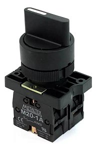 P20SCR7-B-2A - CHAVE SELETORA PLÁSTICA KNOB CURTO - 3 POS. C/ RETORNO D/E 45G - 2NA