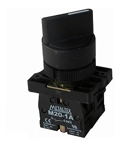 P20SCR4-B-2A - CHAVE SELETORA PLÁSTICA KNOB CURTO - 3 POS. FIXAS 45G - 2NA