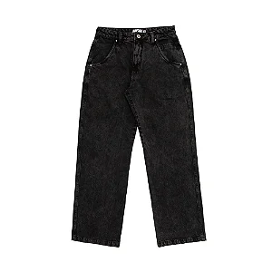 CALÇA JEANS HIGH PANTS LOGO LINE WASHED BLACK