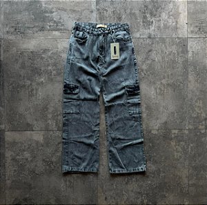 CALÇA JEANS BAGGY CARGO DENIM & CO ESTONADA LIGHT BLACK