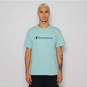 CAMISETA CHAMPION LIFE COLORS SCRIPT LOGO EMB NIMBUS GREEN