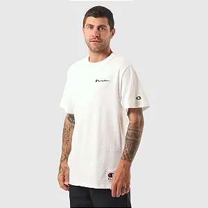 CAMISETA CHAMPION LIFE MINI SCRIPT EMB OFF WHITE