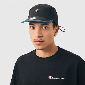 BONÉ CHAMPION FIVE PANEL MESH C LOGO BLACK