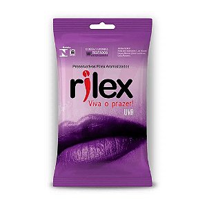 Preservativo Masculino Aroma Uva Com 3 Unid Tm 52Mm Rilex