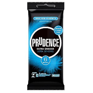 Preservativo Extra Grande Ulta Sensível Com 6 Unid. Prudence Tm 56Mm