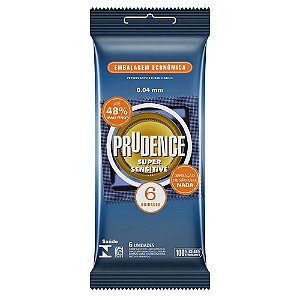 Preservativo Super Sensitive Com 6 Unid. Prudence Tm 52Mm