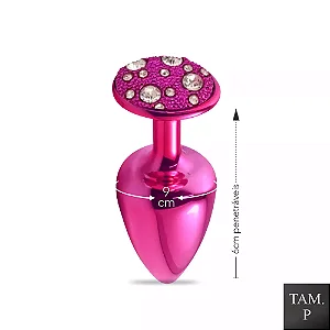 Plug de Metal  Com Pedras Cravejadas (HA134R)  TAM P- Rosa