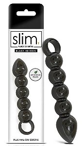 Plug Anal Com Esferas E Alça Em Metal Black 15,6 Cm X 3,1 Cm