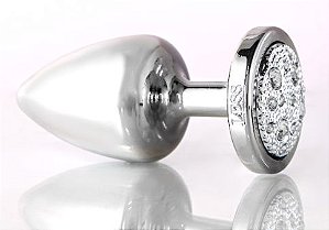Plug Anal Com Pedra Cravejada PRATA TAM-M  HA144CC